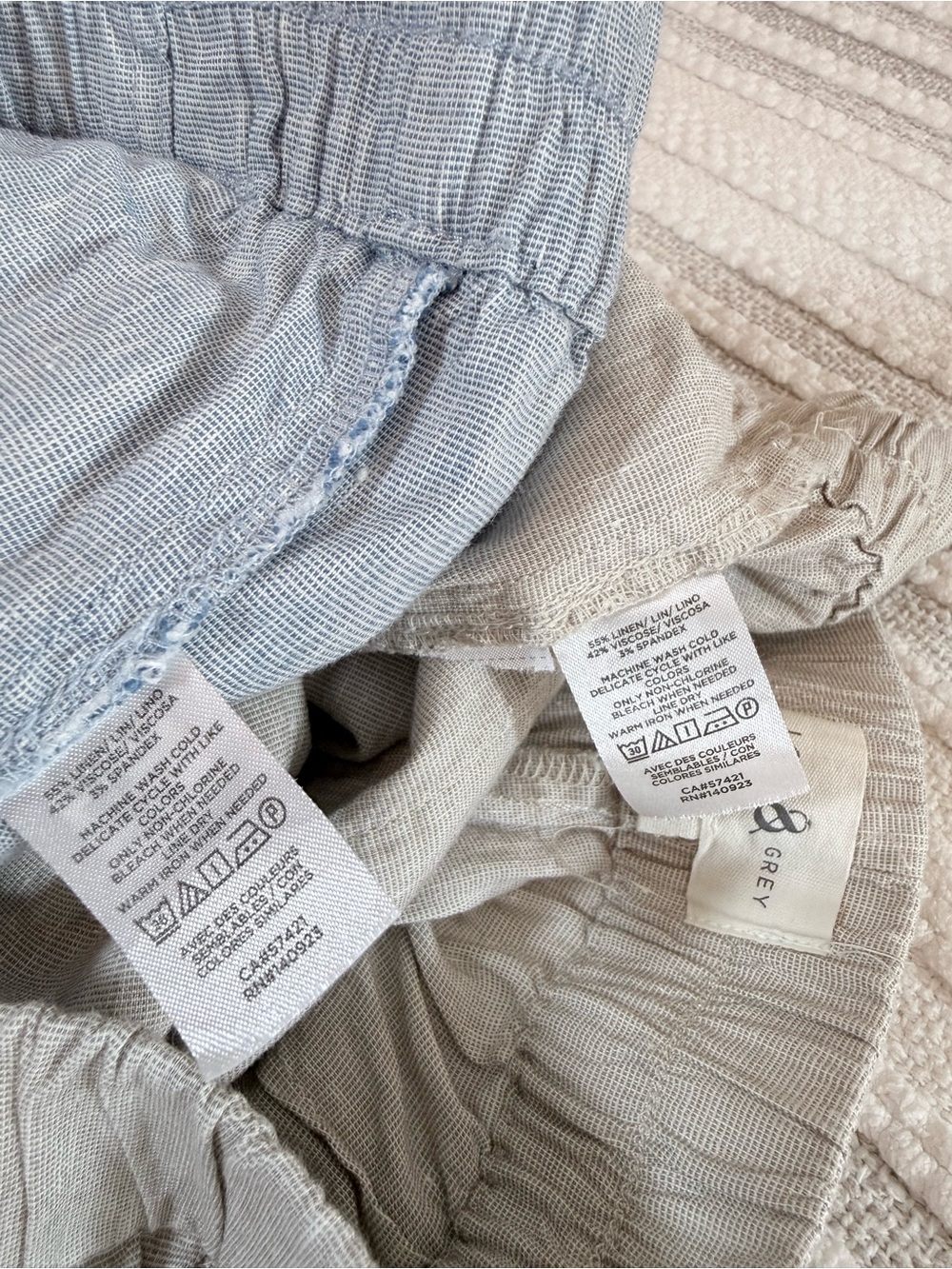 Lou & Grey Linen Blend Pull-On Cropped Pants Bundle Elastic Waist Blue Beige M - Picture 16 of 16